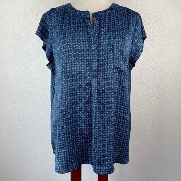 Lie Claiborne Short Sleeve Blouse Top Size L EUC - Picture 1 of 6